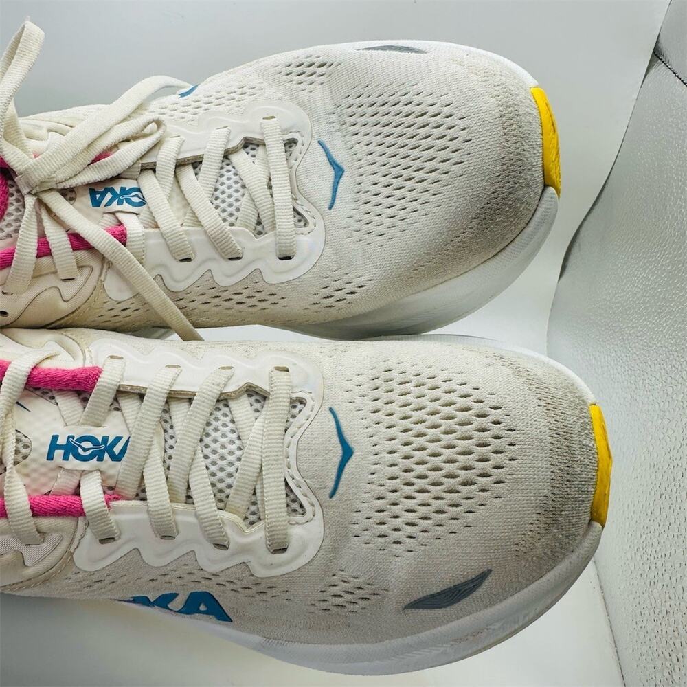 HOKA Bondi 9 Women's Running Shoes Alabaster Birch Pink Yellow Size 9B - Picture 9 of 13
